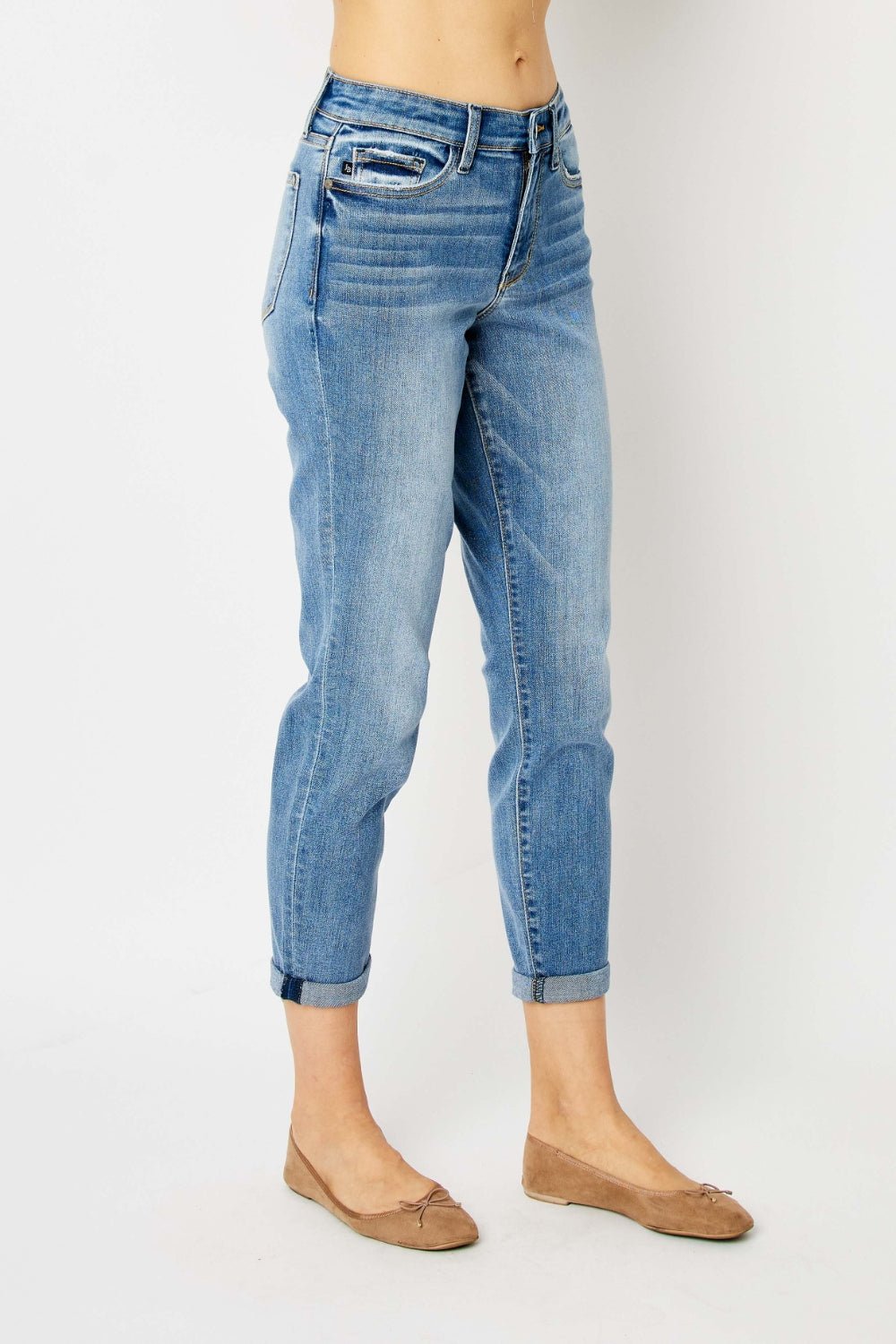 Cuffed Hem Slim Jeans - 4 Ever Trending