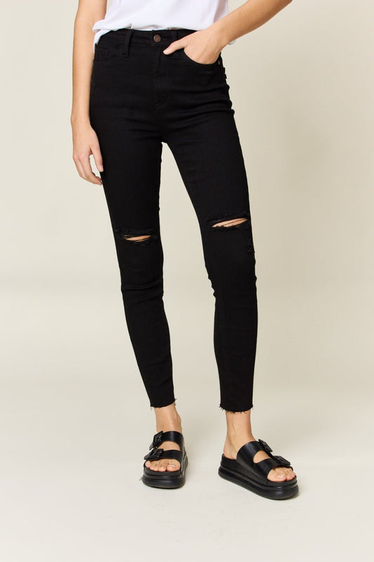 Distressed Tummy Control High Waist Skinny Jeans - 4 Ever Trending