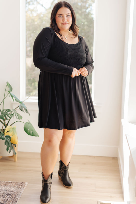 In the Thick of It Long Sleeve Skort Dress - 4 Ever Trending