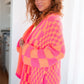 Noticed in Neon Checkered Cardigan in Pink and Orange - 4 Ever Trending