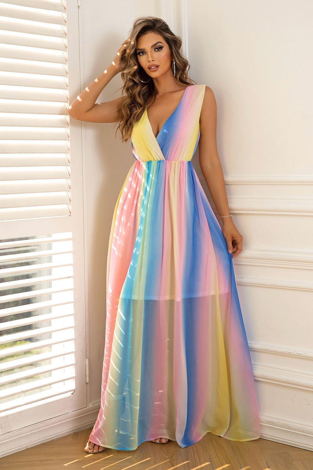 Striped Sleeveless Formal Maxi Dress - 4 Ever Trending