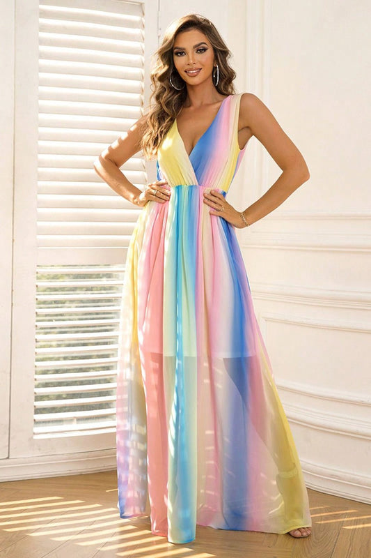 Striped Sleeveless Formal Maxi Dress - 4 Ever Trending