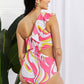 Vitamin C Asymmetric Cutout Ruffle Swimsuit in Pink - 4 Ever Trending