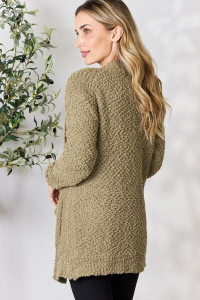 Falling For You Full Size Open Front Popcorn Cardigan - 4 Ever Trending