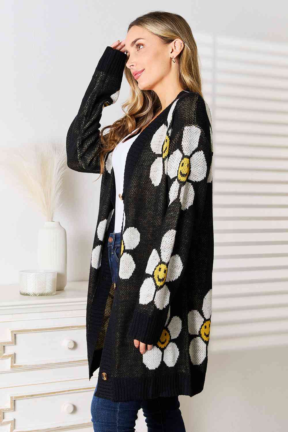 Floral Button Down Longline Cardigan - 4 Ever Trending