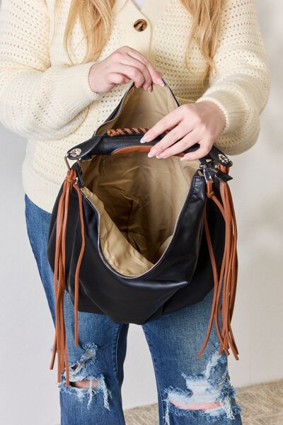 Fringe Detail Contrast Handbag - 4 Ever Trending