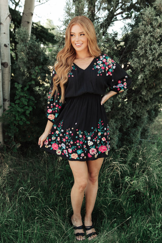 Happy To See You Floral Embroidered Dress - 4 Ever Trending
