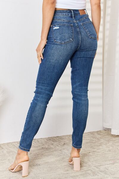 High Waist Distressed Slim Jeans - 4 Ever Trending