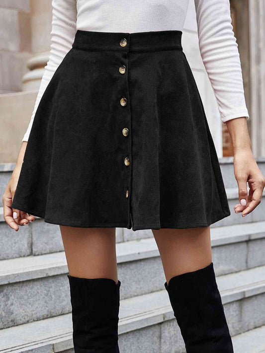 High Waisted Button-Up Skirt - 4 Ever Trending