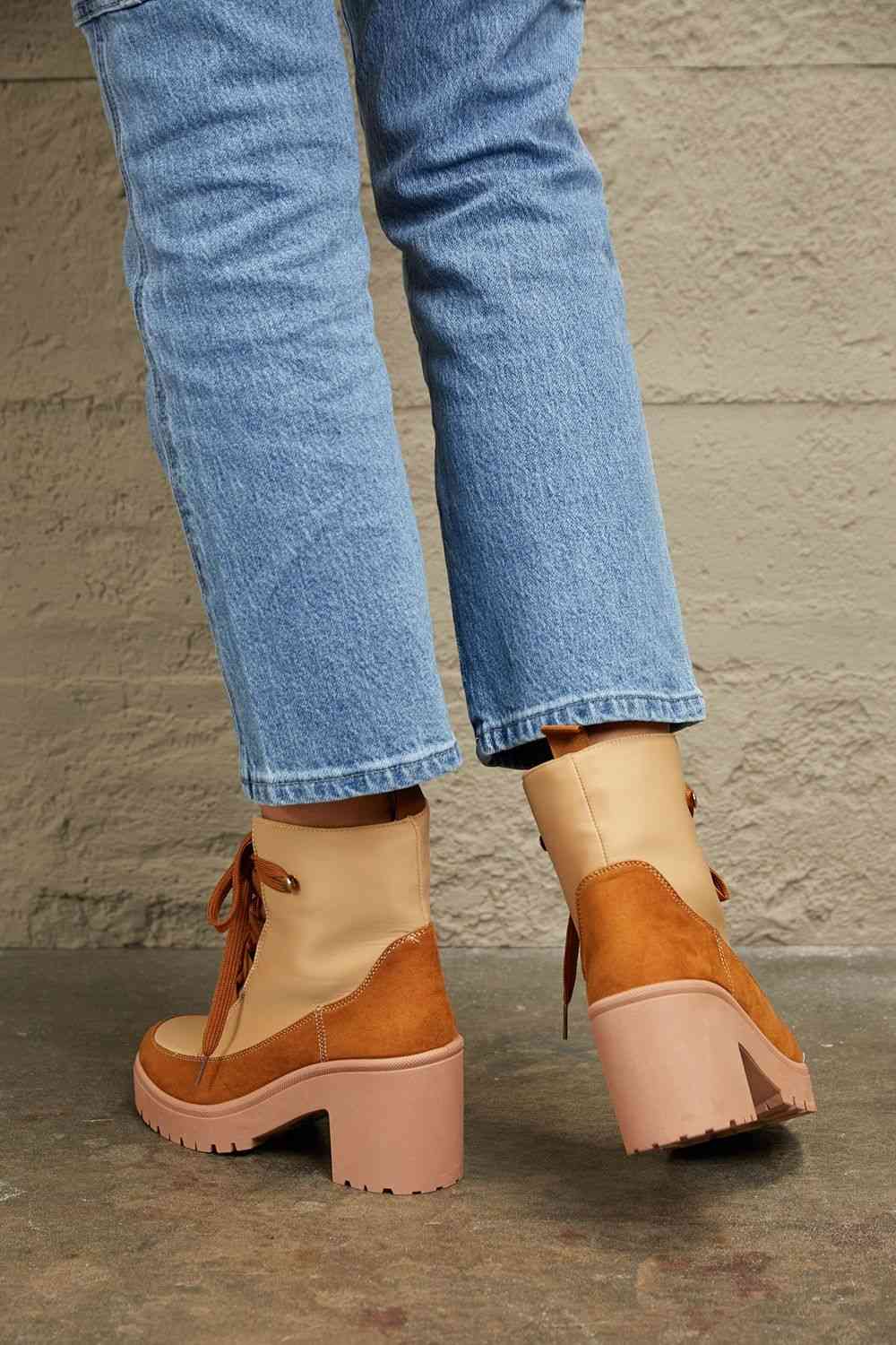 Lace Up Lug Booties - 4 Ever Trending