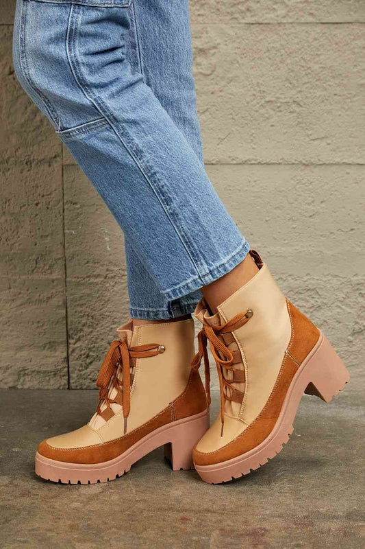 Lace Up Lug Booties - 4 Ever Trending