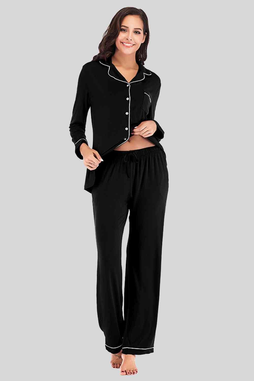 Long Sleeve Loungewear Set with Pockets - 4 Ever Trending