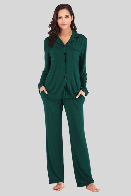 Long Sleeve Loungewear Set with Pockets - 4 Ever Trending