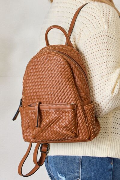 PU Leather Woven Backpack - 4 Ever Trending