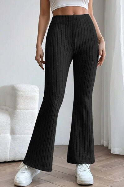Ribbed High Waist Flare Pants - 4 Ever Trending