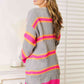 Ribbed Long Sleeve Striped Cardigan - 4 Ever Trending