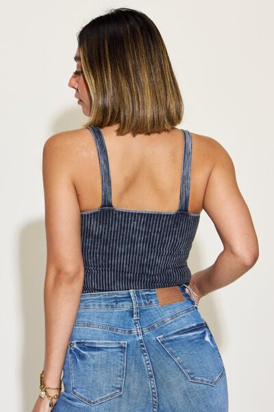Ribbed Washed Square Neck Tank - 4 Ever Trending