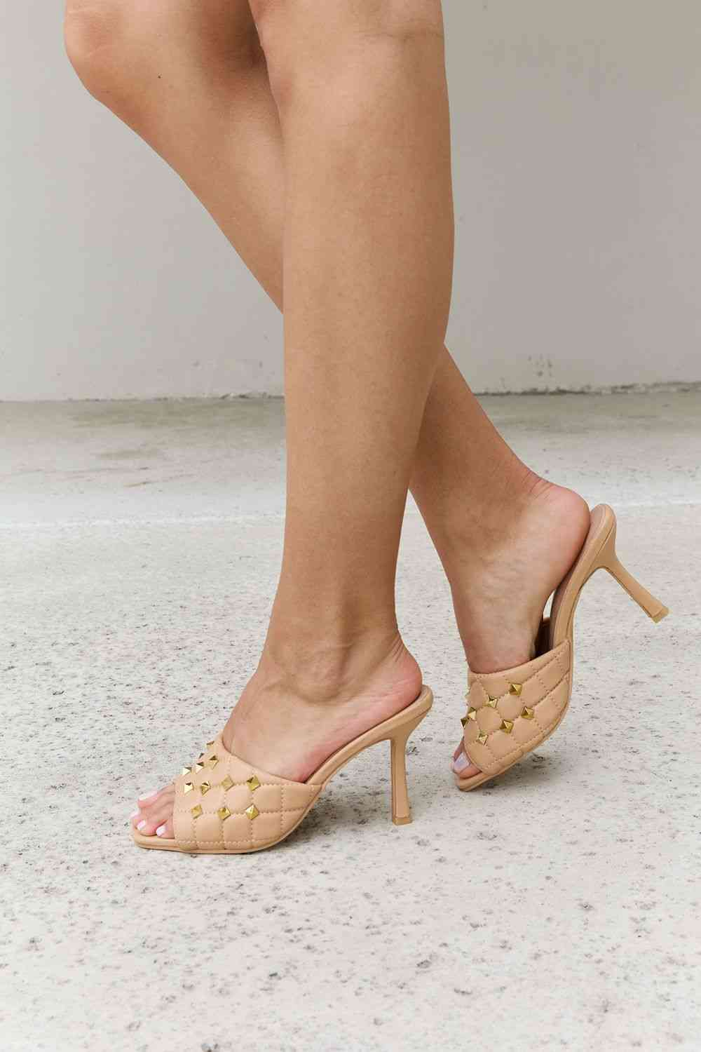 Square Toe Quilted Mule Heels - 4 Ever Trending
