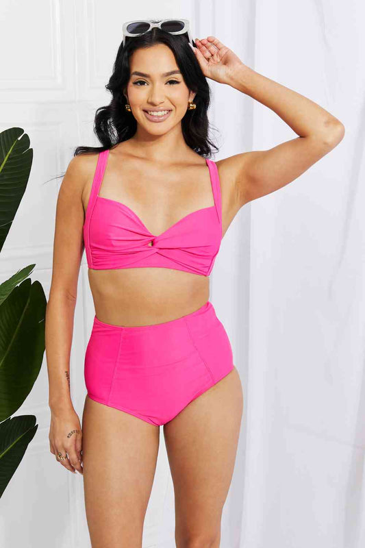 Take A Dip Twist High-Rise Bikini in Pink - 4 Ever Trending