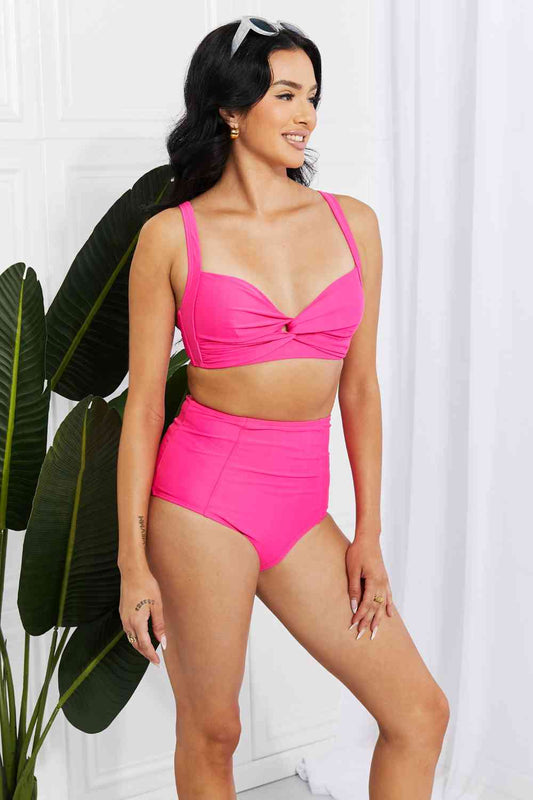 Take A Dip Twist High-Rise Bikini in Pink - 4 Ever Trending