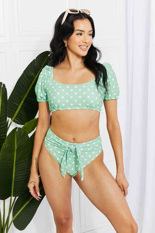 Vacay Ready Puff Sleeve Bikini in Gum Leaf - 4 Ever Trending